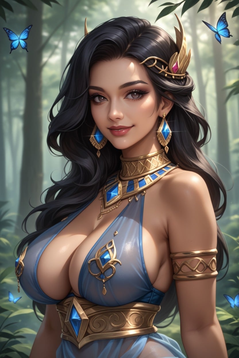 Sheer Turquoise Outfit, Beautiful Face, Arabian Queen AI Porn