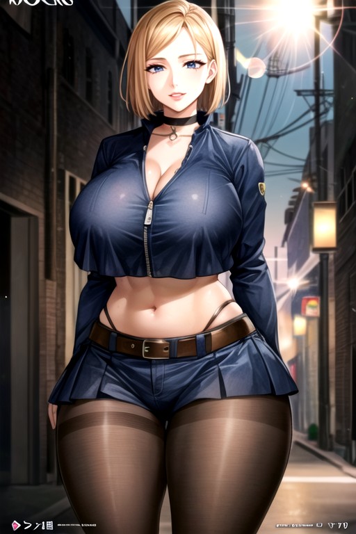 Attractive Target, Background Of Blue Sky And Road Backlight, Plump Hentai AI Porn