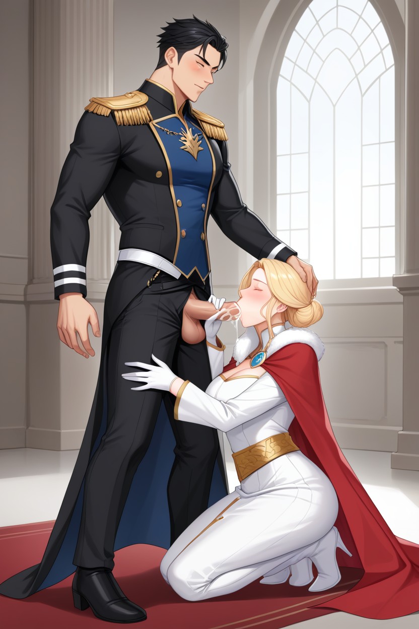 White Royal Gloves, Muscular Body, Light Skin AI Gay Porn