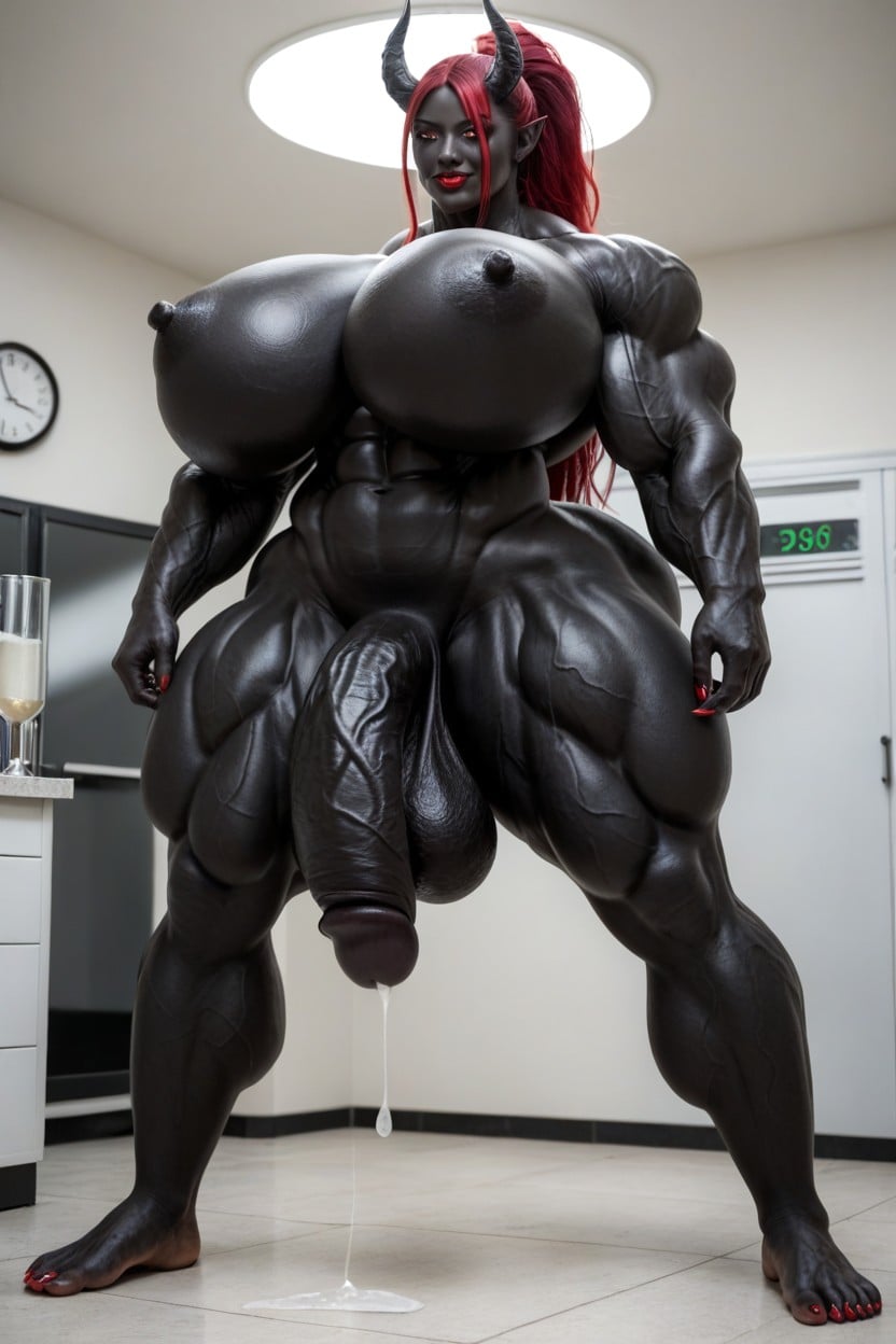 Standing, Gigantic Tits, Lab Shemale AI Porn
