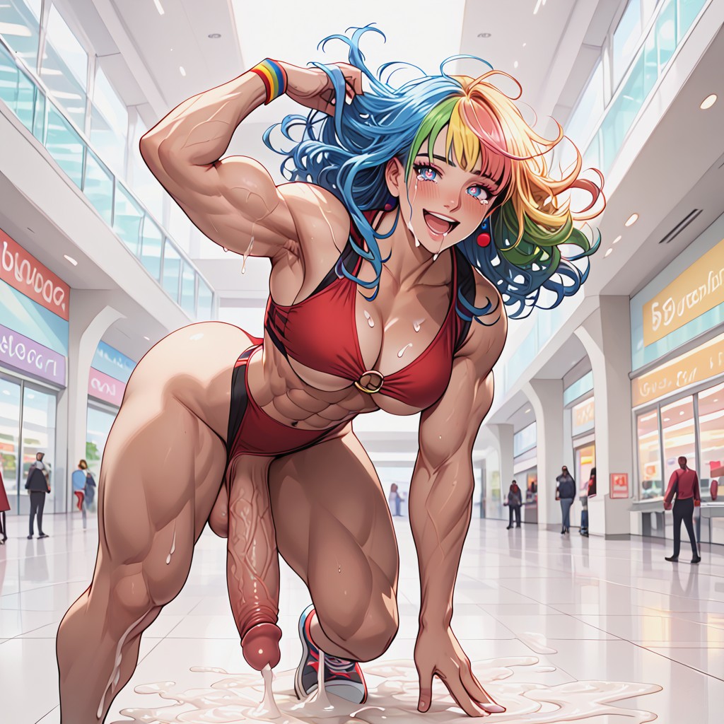 Multi Colored Eyes, Muscular Thighs, Dominant Female Shemale AI Porn