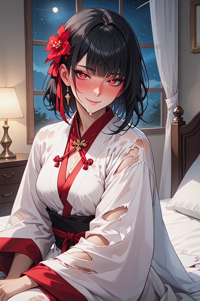 Horny, After Sex, Red Ribbons Hentai AI Porn