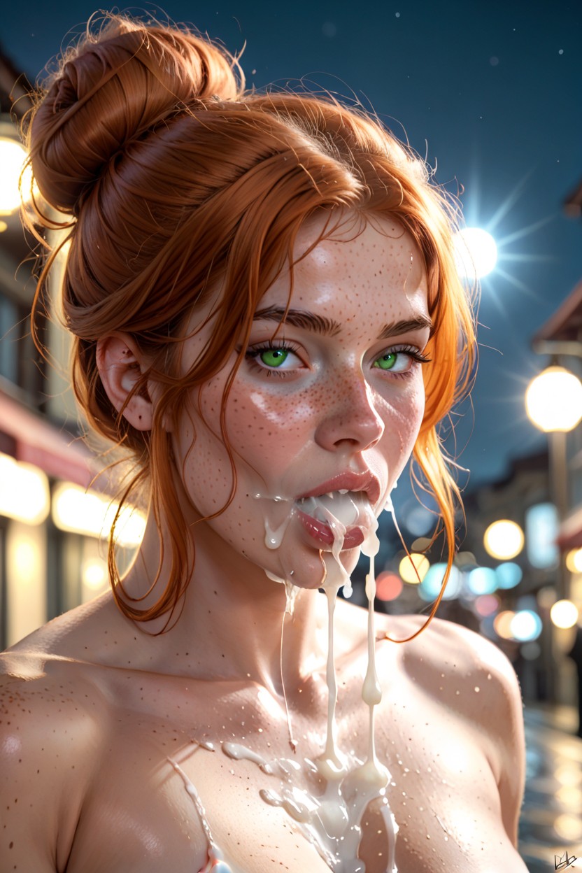 Freckles Chest, Excessive Cum, Sweaty AI Porn