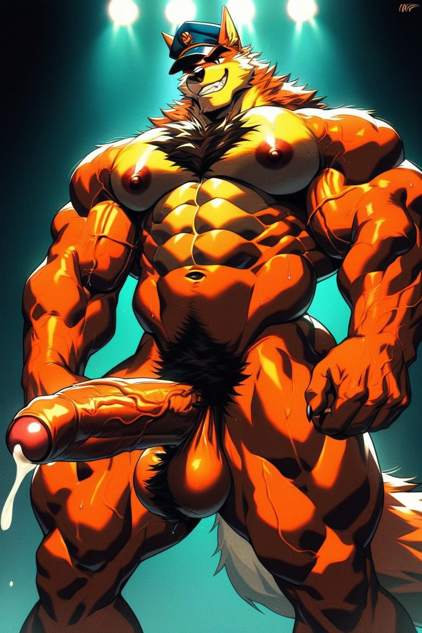 Big Balls, Male Only, Fingers Abs Accessory Anthro Arms Athletic Male Back Balls Bara Biceps AI Gay Porn
