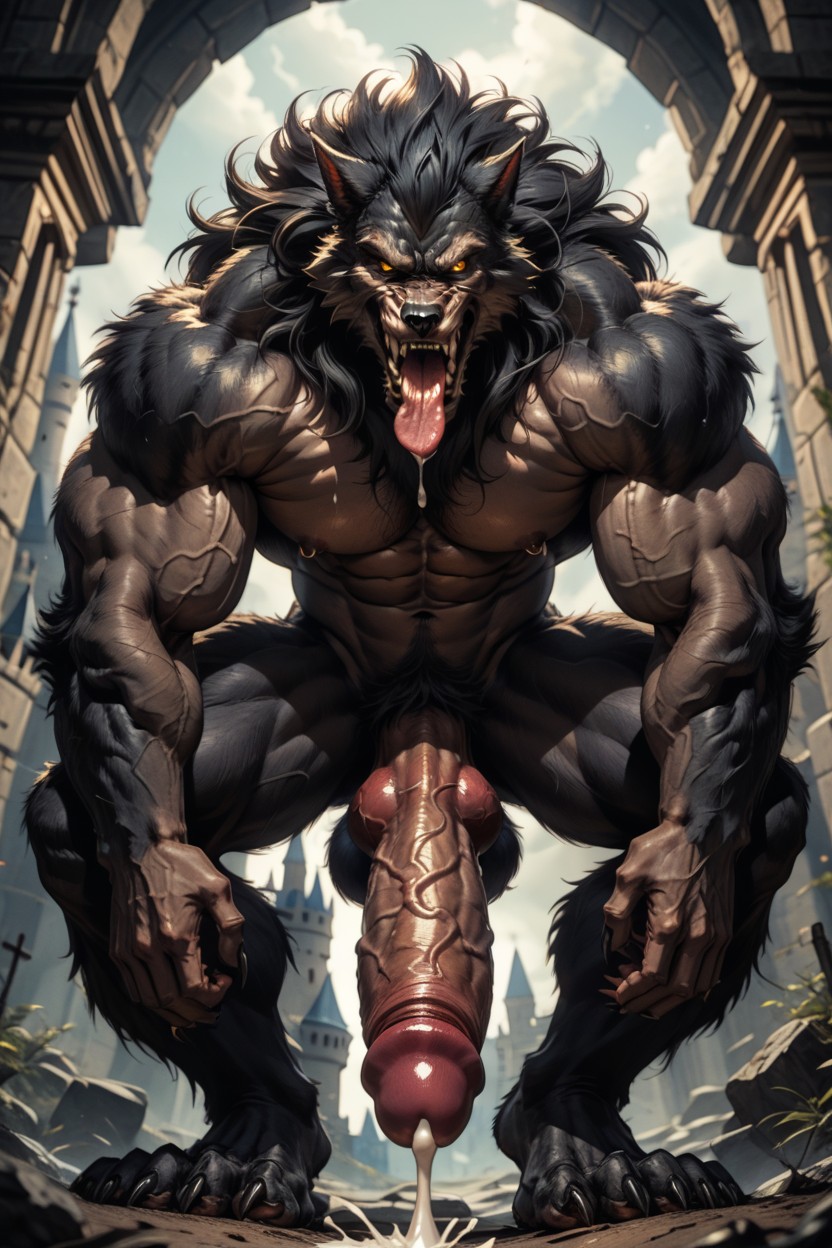 Jerking Off, In Castle Dungeon, Front View AI同性戀黃片