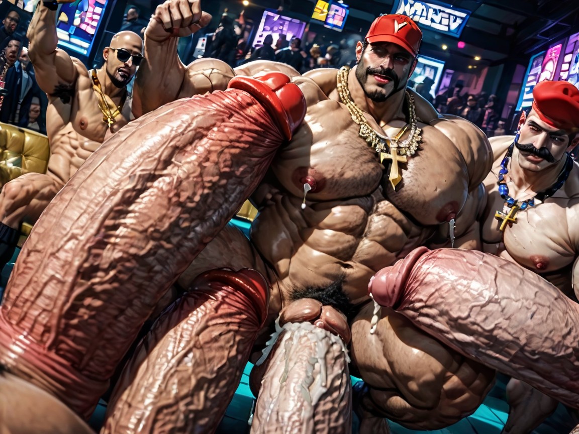 Massive Muscles, Thick Moustache With Beard, Arms Behind Back AI Gay Porn