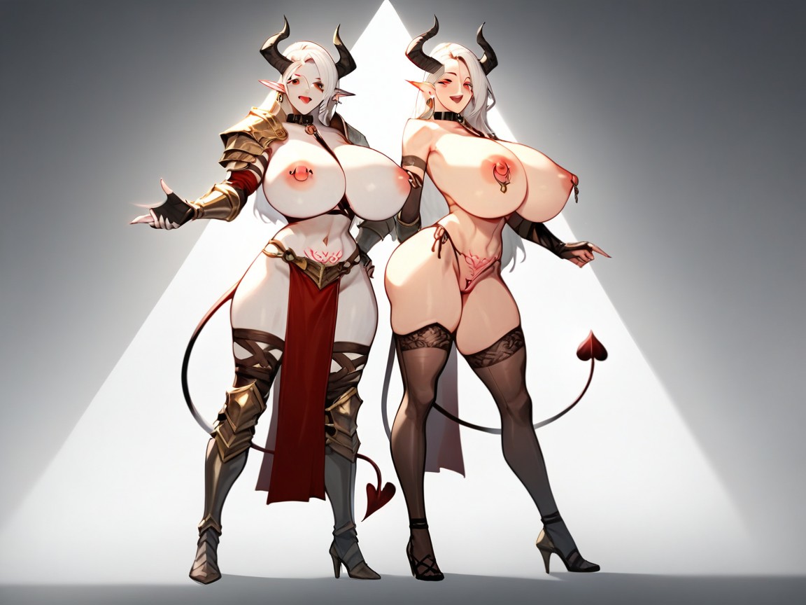 Crotch Tattoo, White Hair, Full Body AI Porn