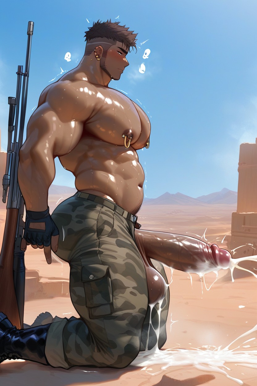Shivering, Giant Round Hyper Pecs, Focused ИИ гей порно
