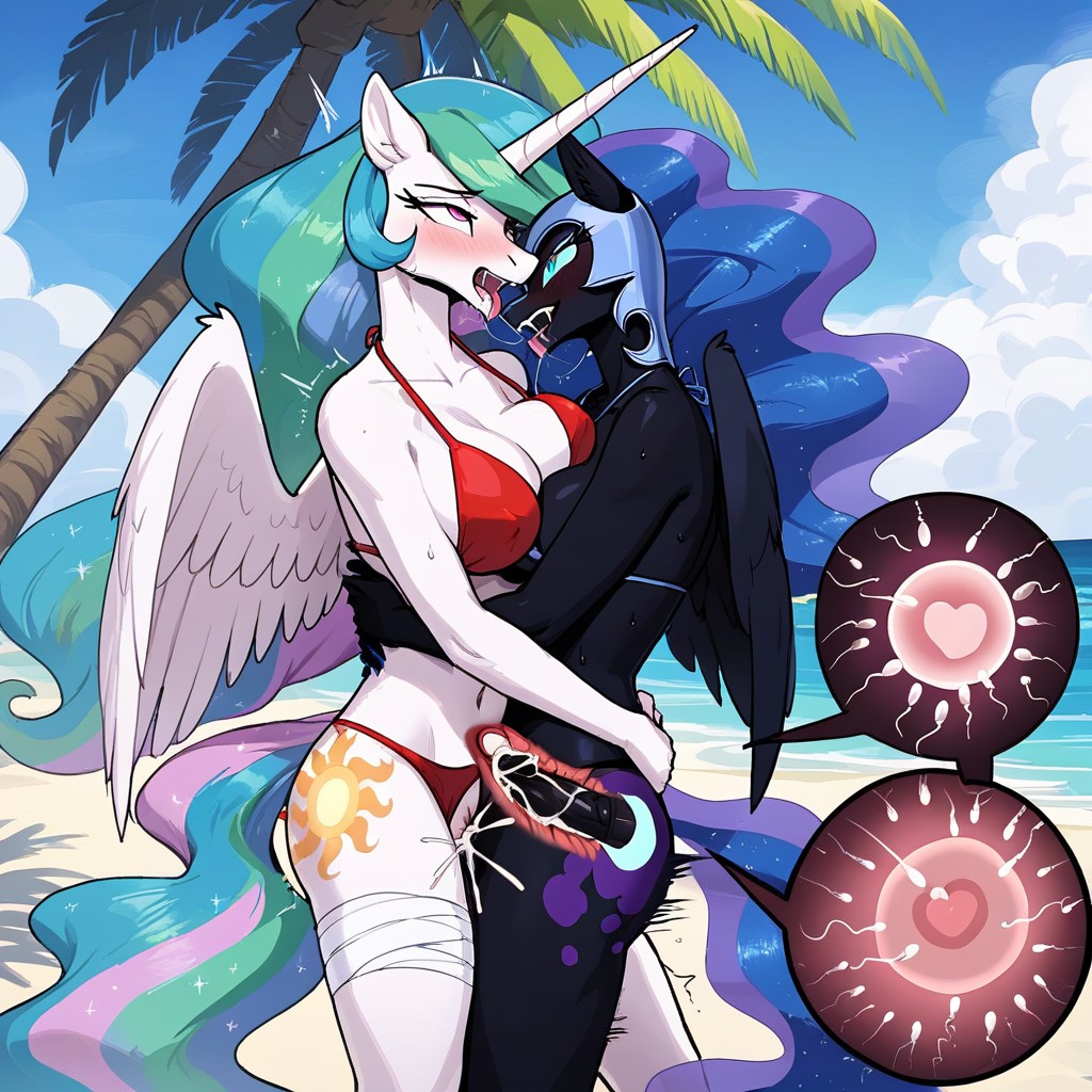 Sweaty, Cum In Pussy, Nightmare Moon Have Fangs And Slit Pupils Furry AI Porn