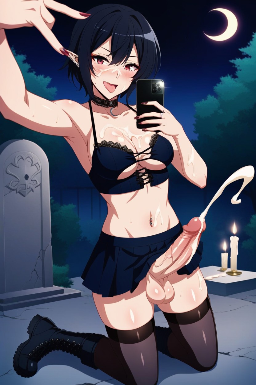 Black Hair, Soft Shadows, Playful Smirk And Teasing Gaze Hentai AI Porn