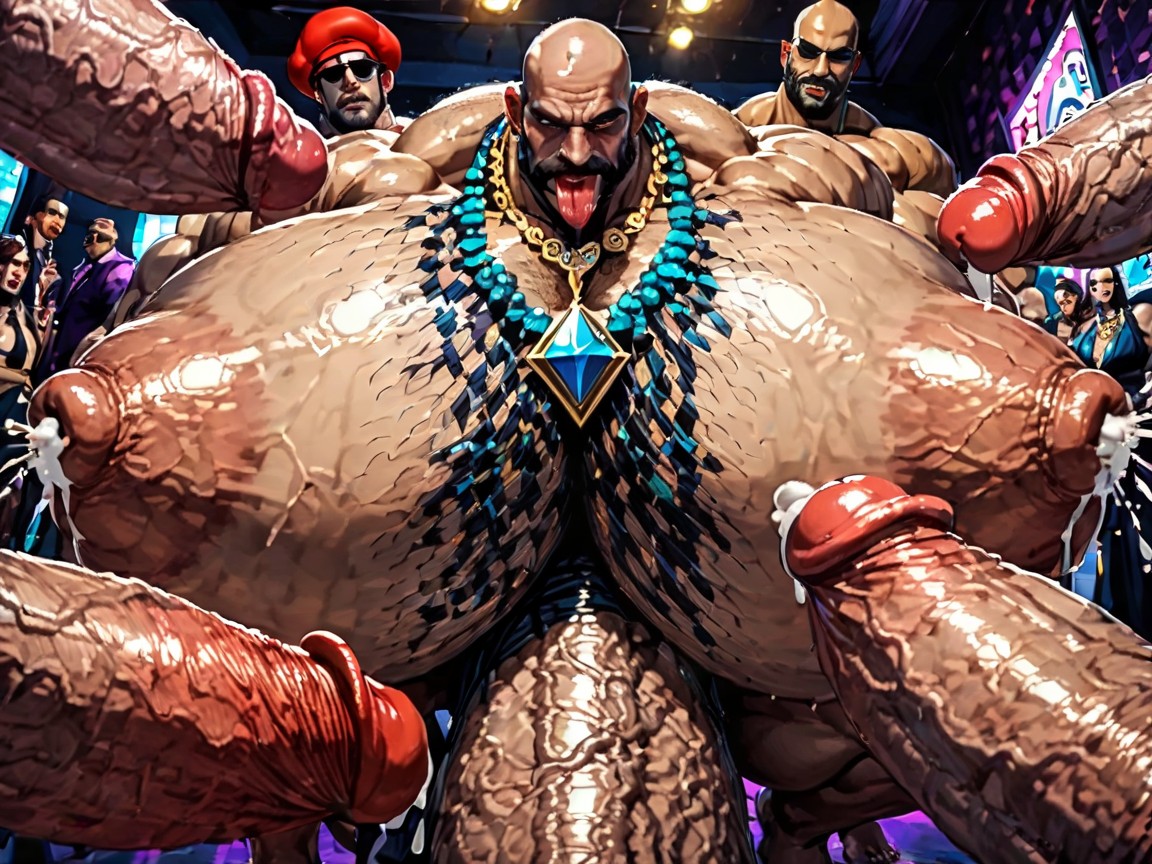Gay Gangbang, Huge Hyper Nipples, Many People Around AI Gay Porn