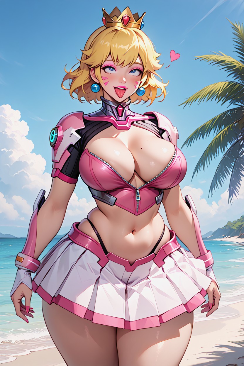 Blue Eyes Pink Lipstick, Rose All Clothes, Tight Skirt AI Porn