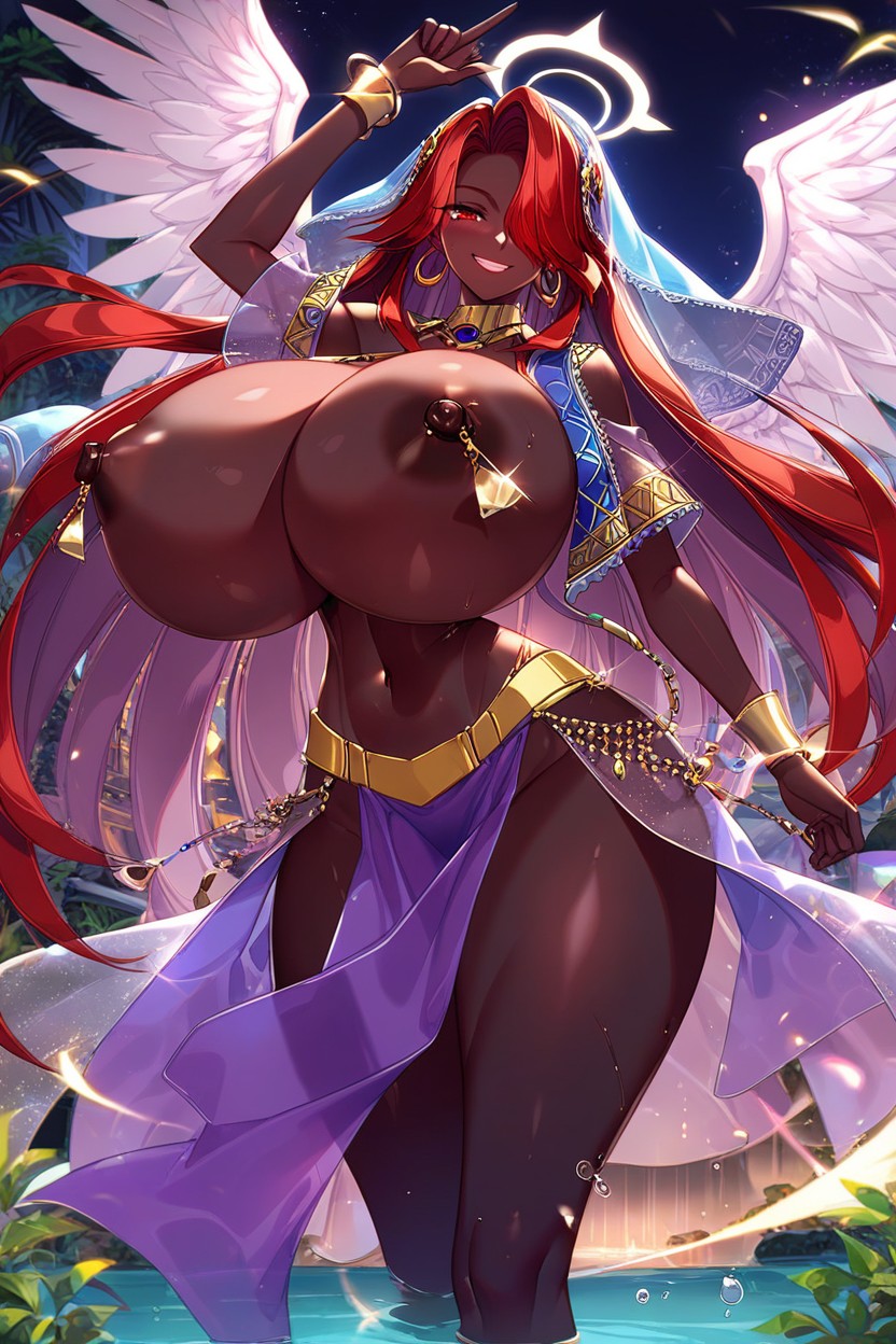 Bare Stomach, Kagami Hirotaka Art Style, Absurdly Gigantic Hyper Breasts Hentai AI Porn