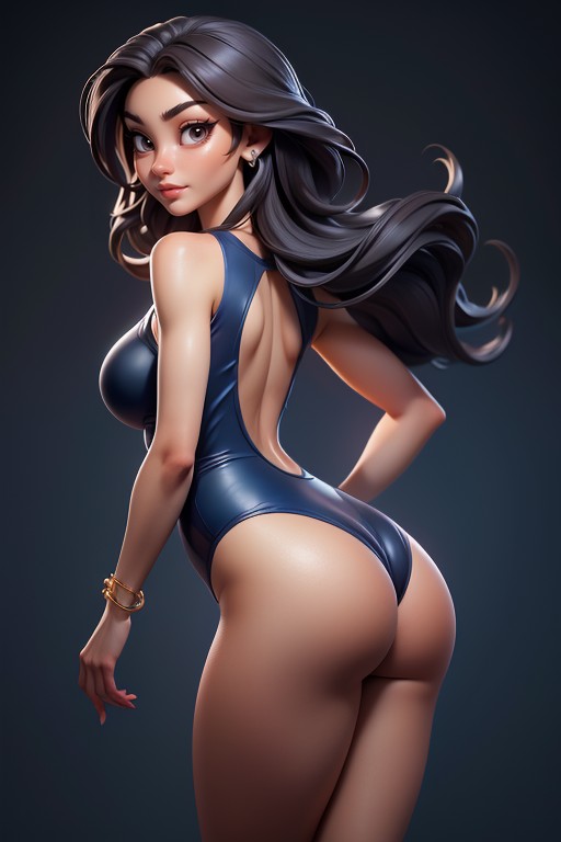 Gold Wrist Bands, Dark Skin With Asian Features, Dark Tan Skin Hentai AI Porn