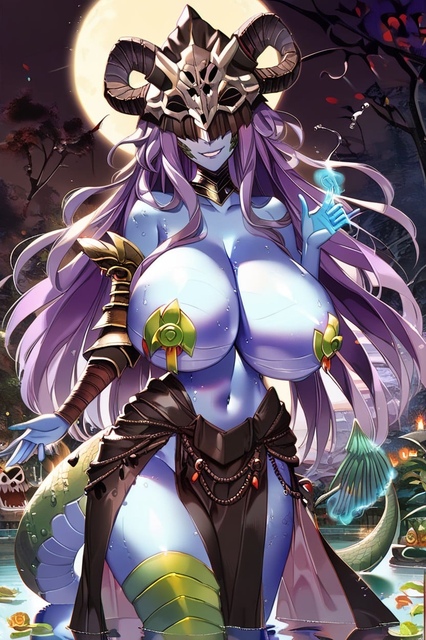 Wide Hips, Off Shoulders, Evil Goddess Of The Deep AI Porn