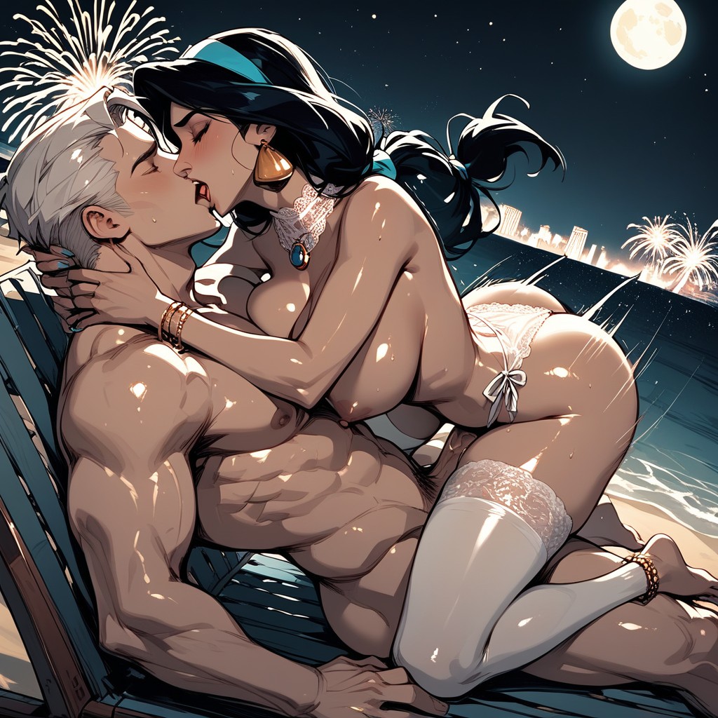 Selfie, Dimly Lit, Both The Man And The Woman Are In Focus Hentai AI Porn