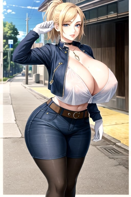 Large Ass, Luxuryriders Leather Gloves On Both Handsbig, Full Body Focus Hentai AI Porn