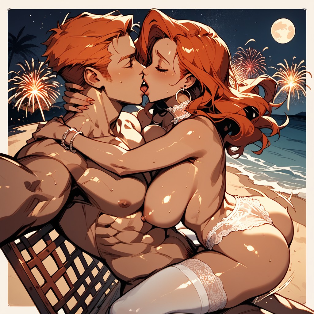 Fireworks, Full Body View, Messy Hair Hentai AI Porn
