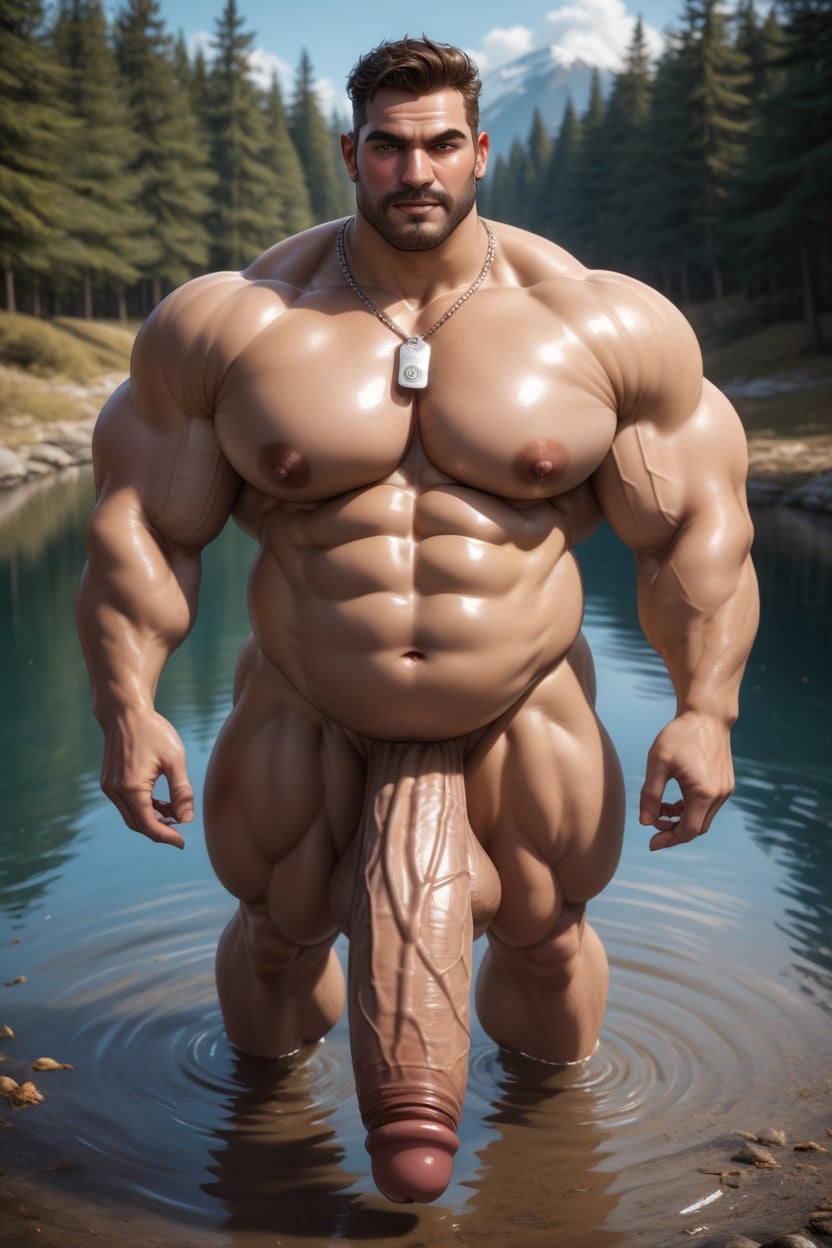 Thick Cock, Big Round Belly, 1 Person AI Gay Porn