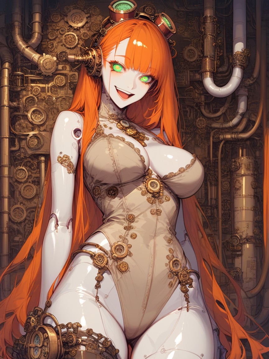 Perfect Face, Cables, Steampunk Legs Hentai AI Porn