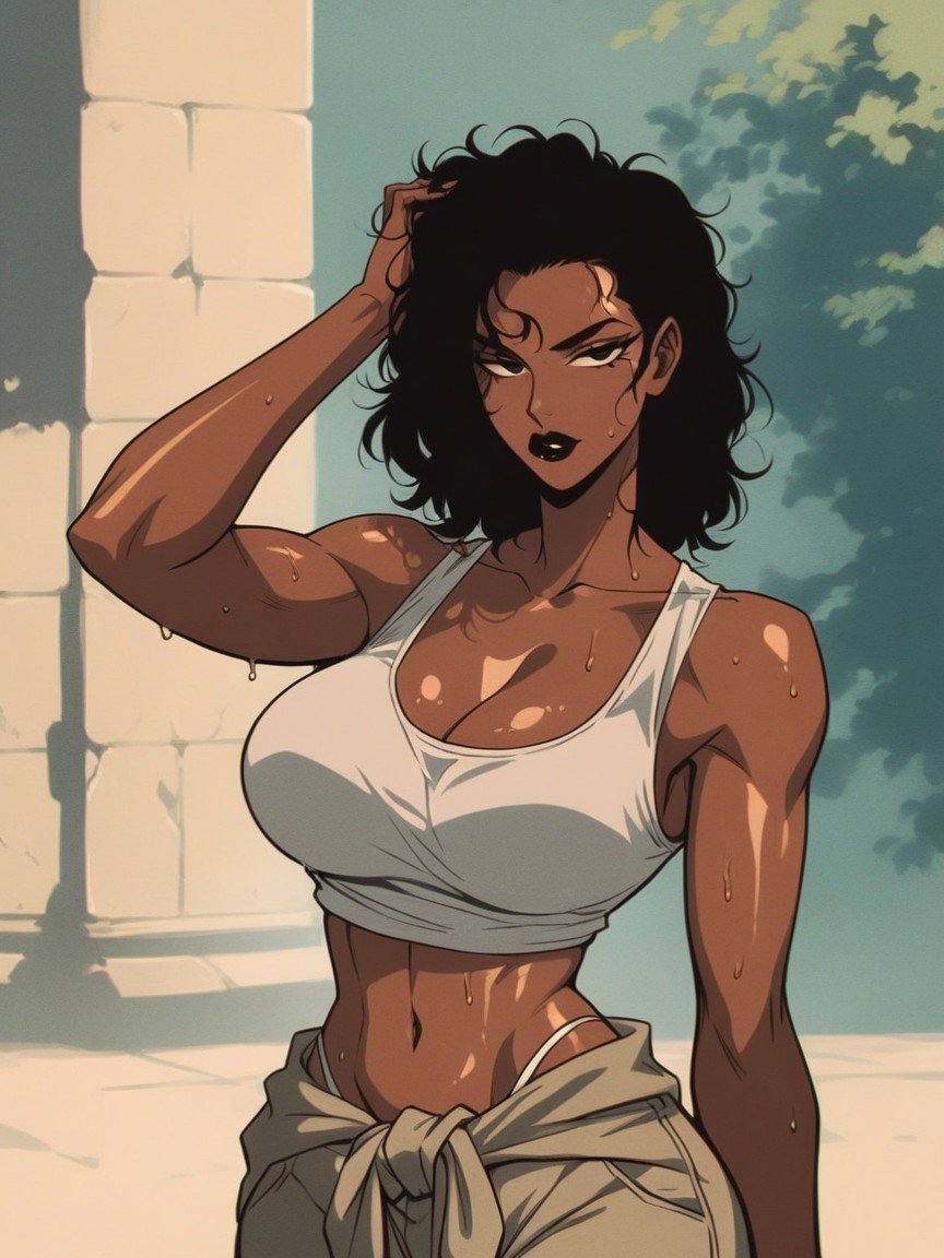 Black Eyes, Model, Crop Top Overhang Hentai AI Porn