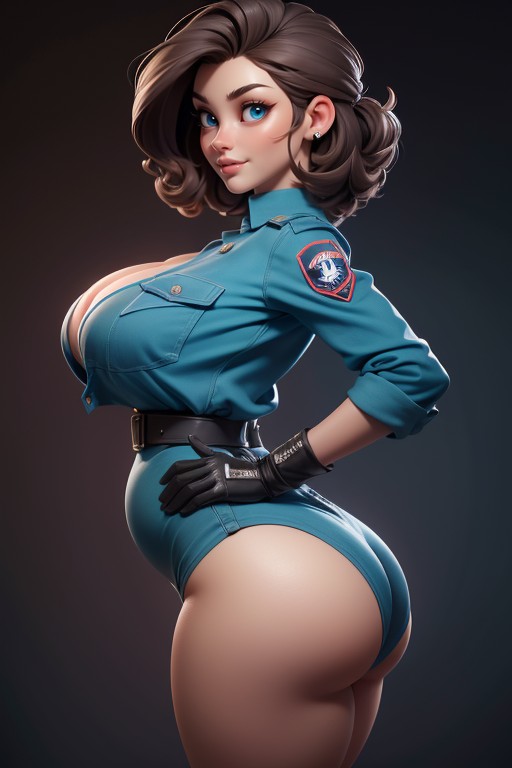 Military Pixie Hairdo, Thick And Curvy, Thick Hentai AI Porn