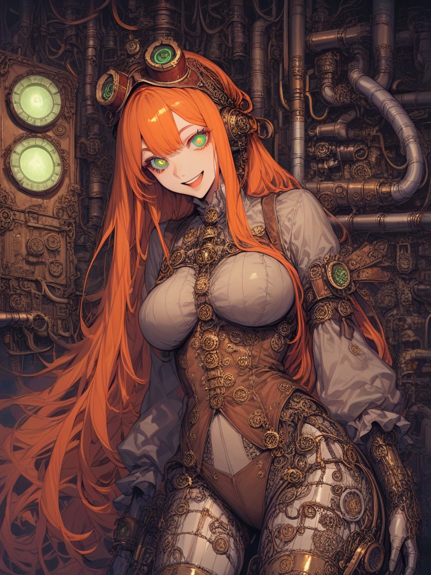 Accurately Depicted Inventor Clothes, Computer, Green Eyes Hentai AI Porn