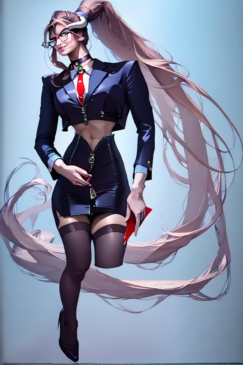 High Waist Pencil Skirt, Photorealistic, Rounded Ass Shemale AI Porn