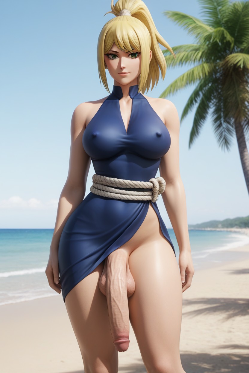 Hide Penis, White Chocker, High Ponytail Shemale AI Porn