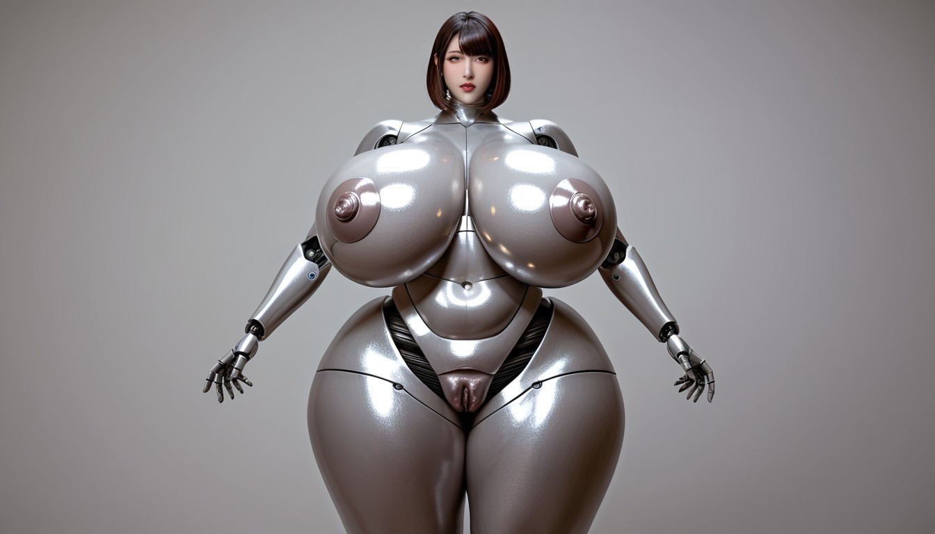 Silicone Vaginal, 18+, Huge Robot Breasts Porno asiático IA