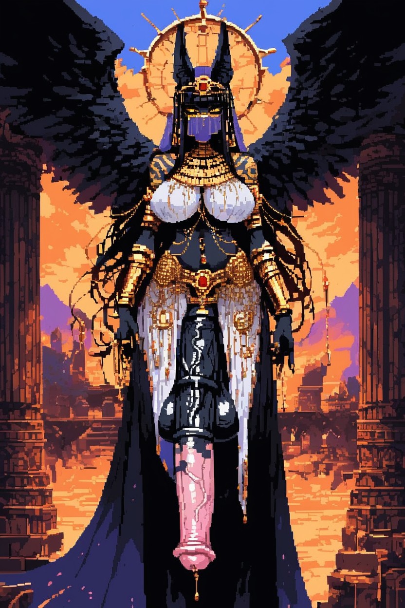 Winged Eyeliner, Mouth Veil, Anubis Porno IA transsexuelle