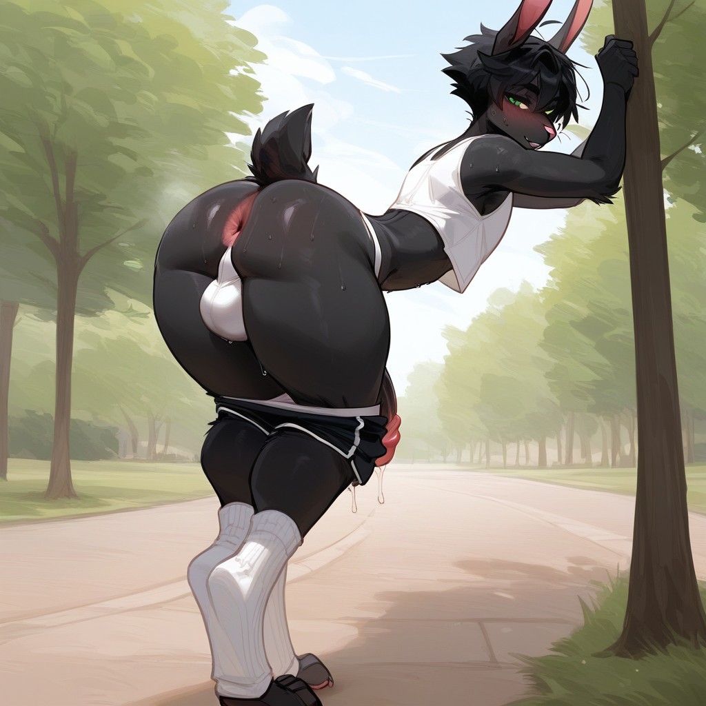 Anthro Rabbit, Super Wide Hips, Thick Thighs Furry AI Porn