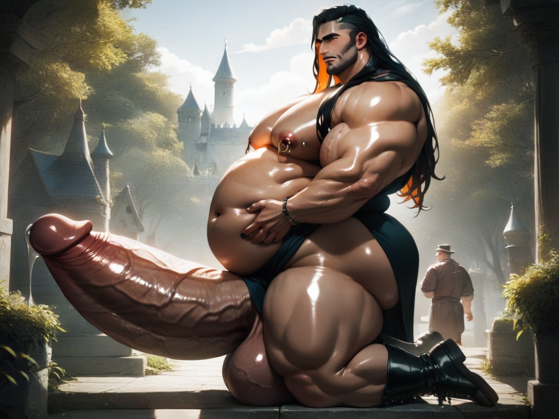 1 Person, Anal Penetration, Gigantic Sagging Balls AI Gay Porn