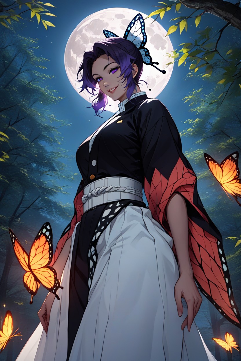 Knee High Snapshot, Purple Hair, Detailed Face Hentai AI Porn