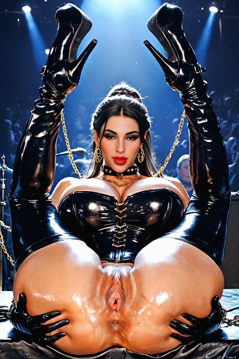 Thick Lips, Black Latex Leggins, Tall AI Porn