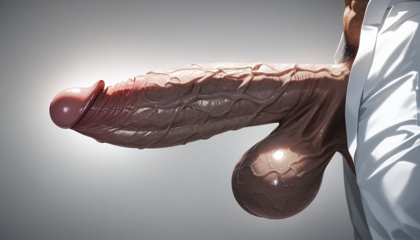 Backlit, Veiny Nasty Hyper Gargantuan Erect Penis, Side View Cock Reaches Entire Screen AI Porn