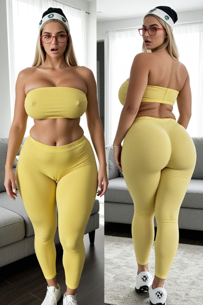 Shocked, Colar, Yellow Yoga Pants AI Porn