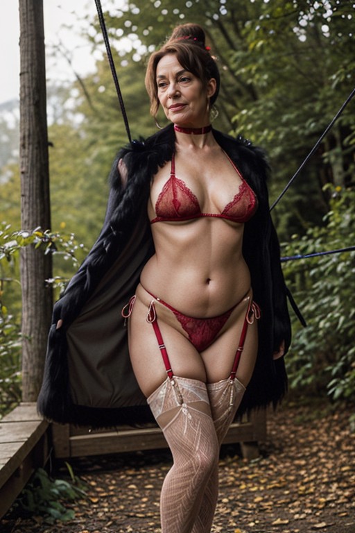 Suspender Thong, Sexy Strappy Shoes, Dark Sky AI Porn