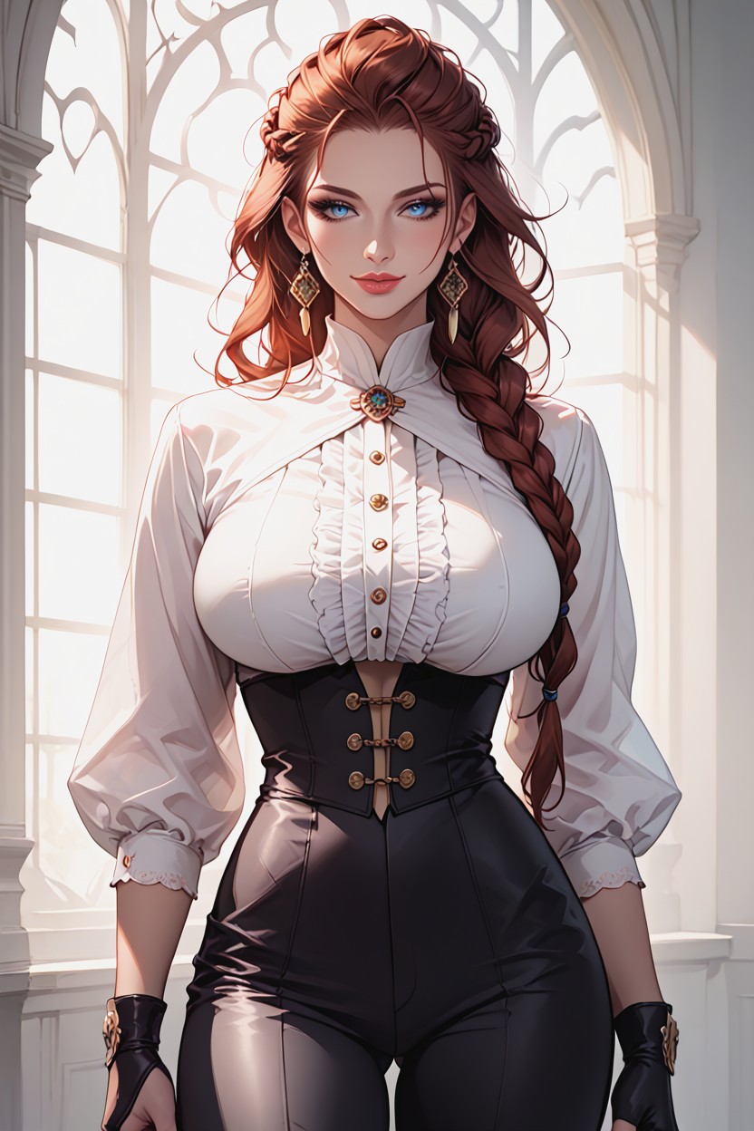 Soft Lighting, Waist Shot, Black High Waisted Pants Hentai AI Porn