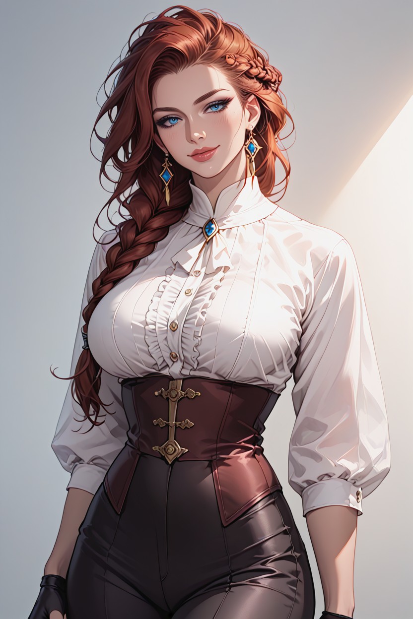 Seducing, Solid White Background, Extremely Beautiful Hentai AI Porn