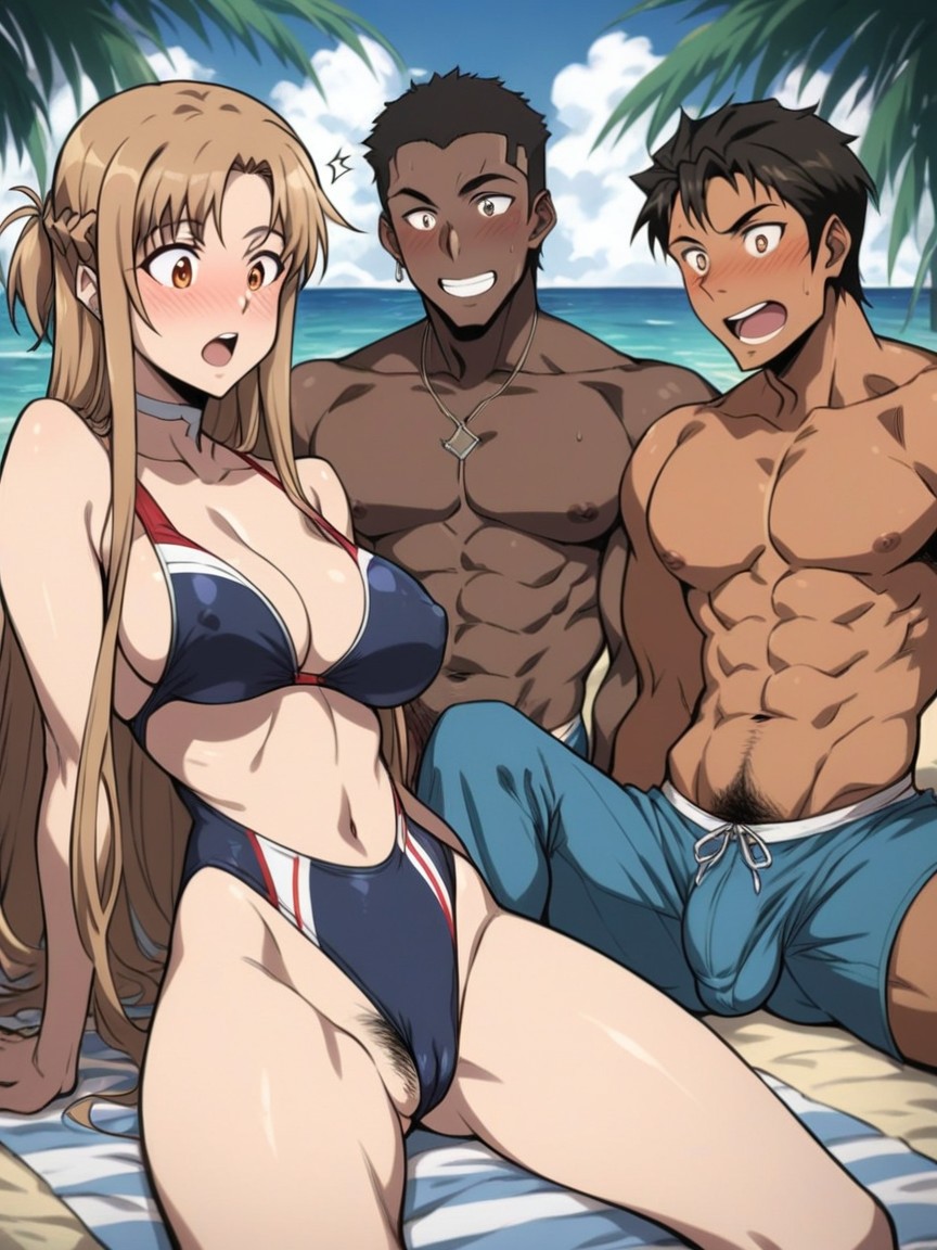 Massive Cock Under Speedo, Surprised Face, Long Cock Print In The Mans Swimsuit Hentai AI Porn