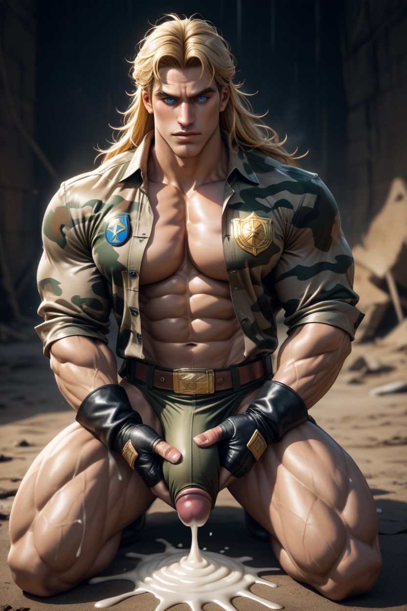 Excessive Cum, Open Shirt, Longhorn Buckle Belt AI Gay Porn