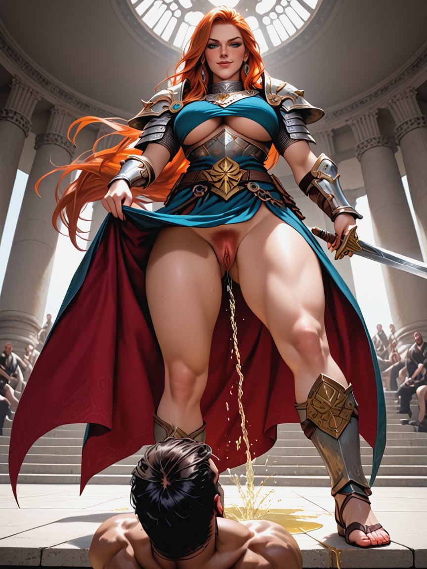 Oversized Pussy, Lifting Skirt, Cunnilingus Hentai AI Porn