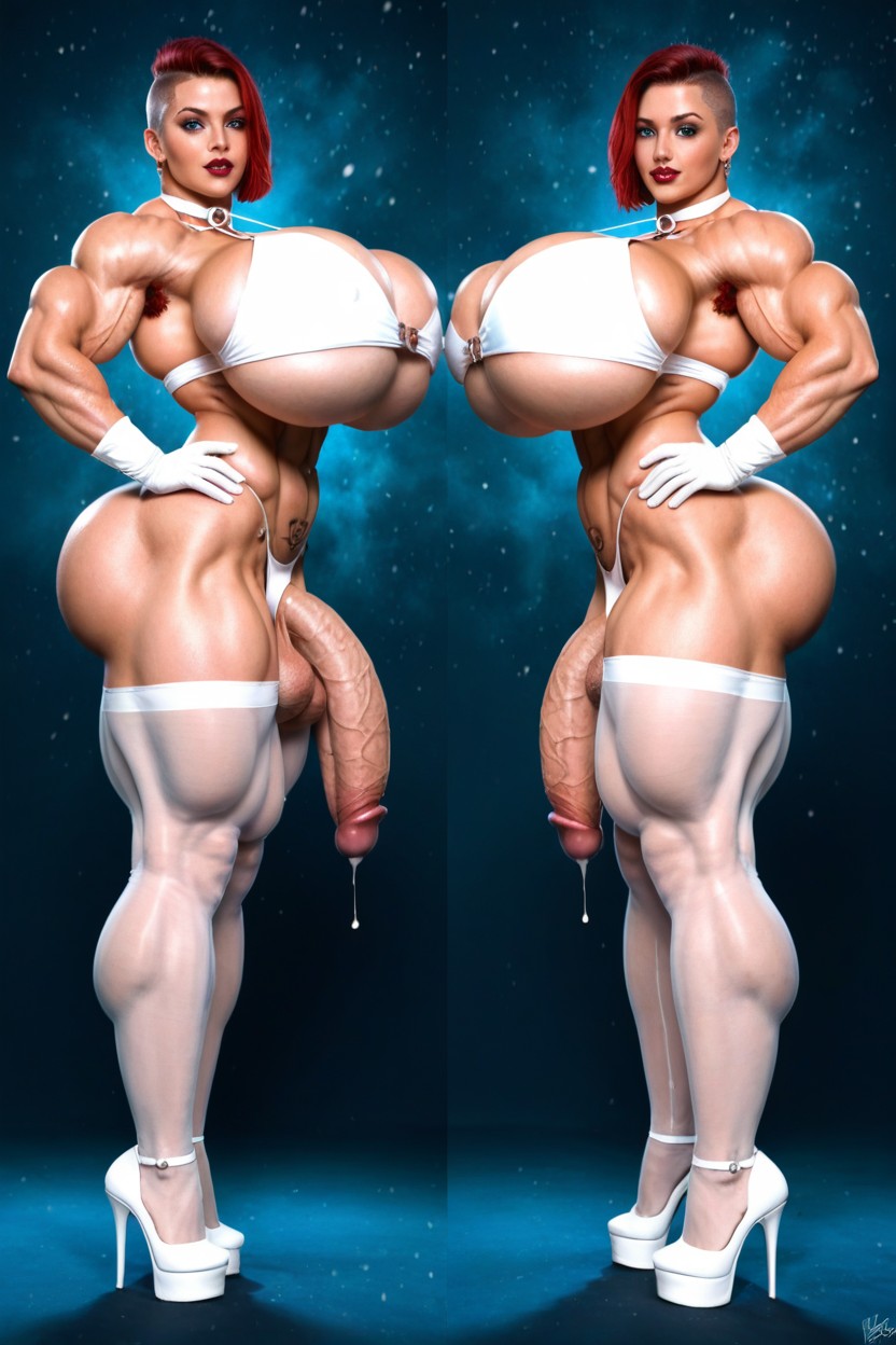 Ultra Max Detailed Beautiful Sexy Eyes Face Skin And Body, De Abajo Hacia Arriba, Vista Frontal Porno shemale IA