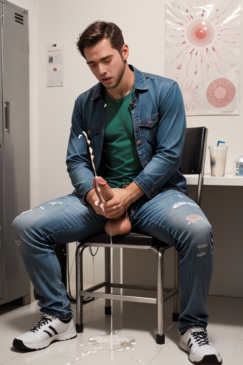 Filling Specimen Cup With Cum, Cumshot, Porn On Tv AI Gay Porn