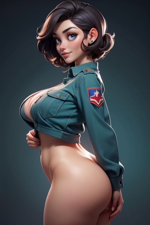Curvy Hips, Large Breasts, Thick Body With Massive And Round Huge Ass Exposed Hentai AI Porn