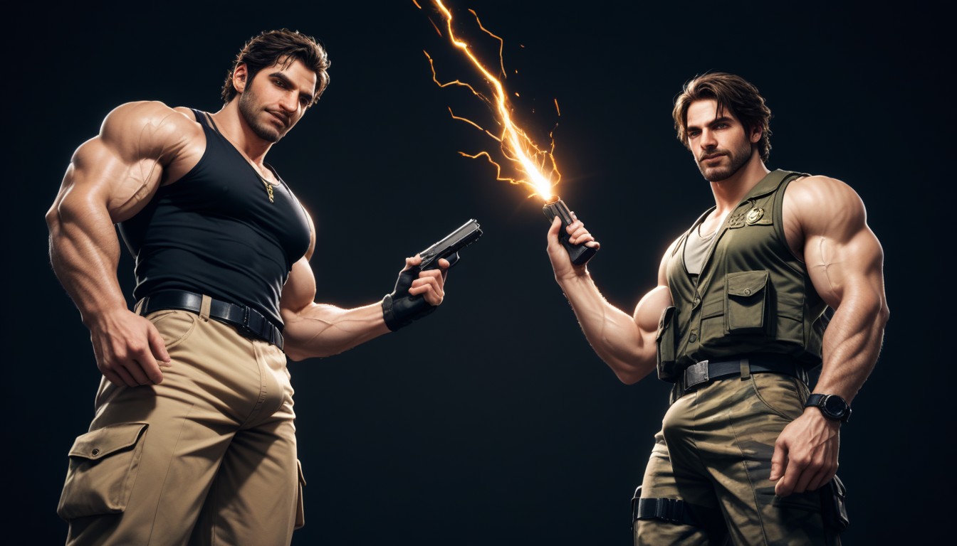 Messy Hair, God Of Thunder As Chris Redfield From Resident Evil, Subtle Supernatural Powers AI Gay Porn