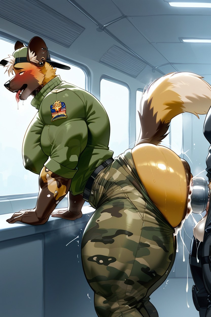 Bodybuilder, Pleasured, African Wild Dog Furry AI Porn