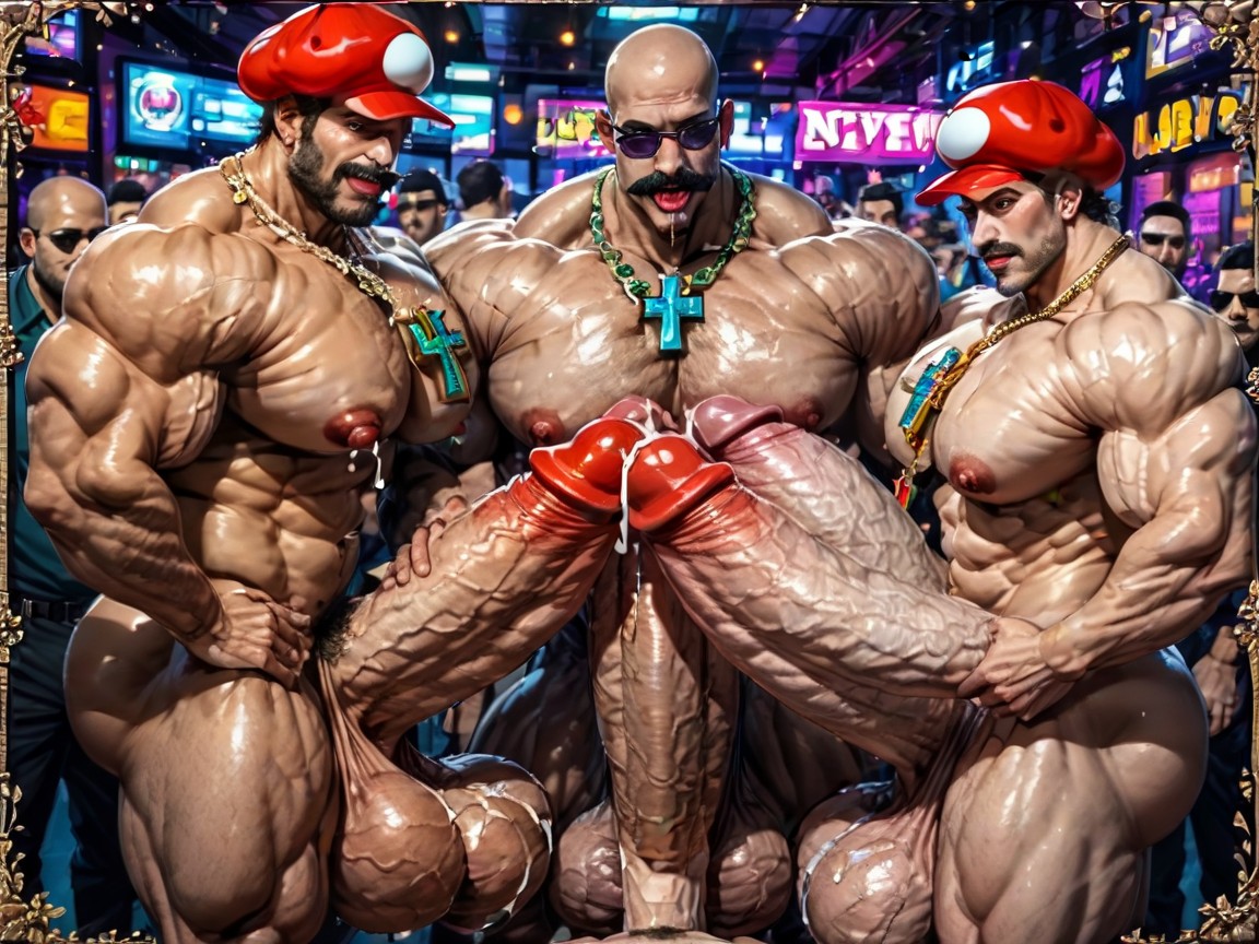 Sweaty, Gay Gangbang, Huge Hyper Nipples AI Gay Porn