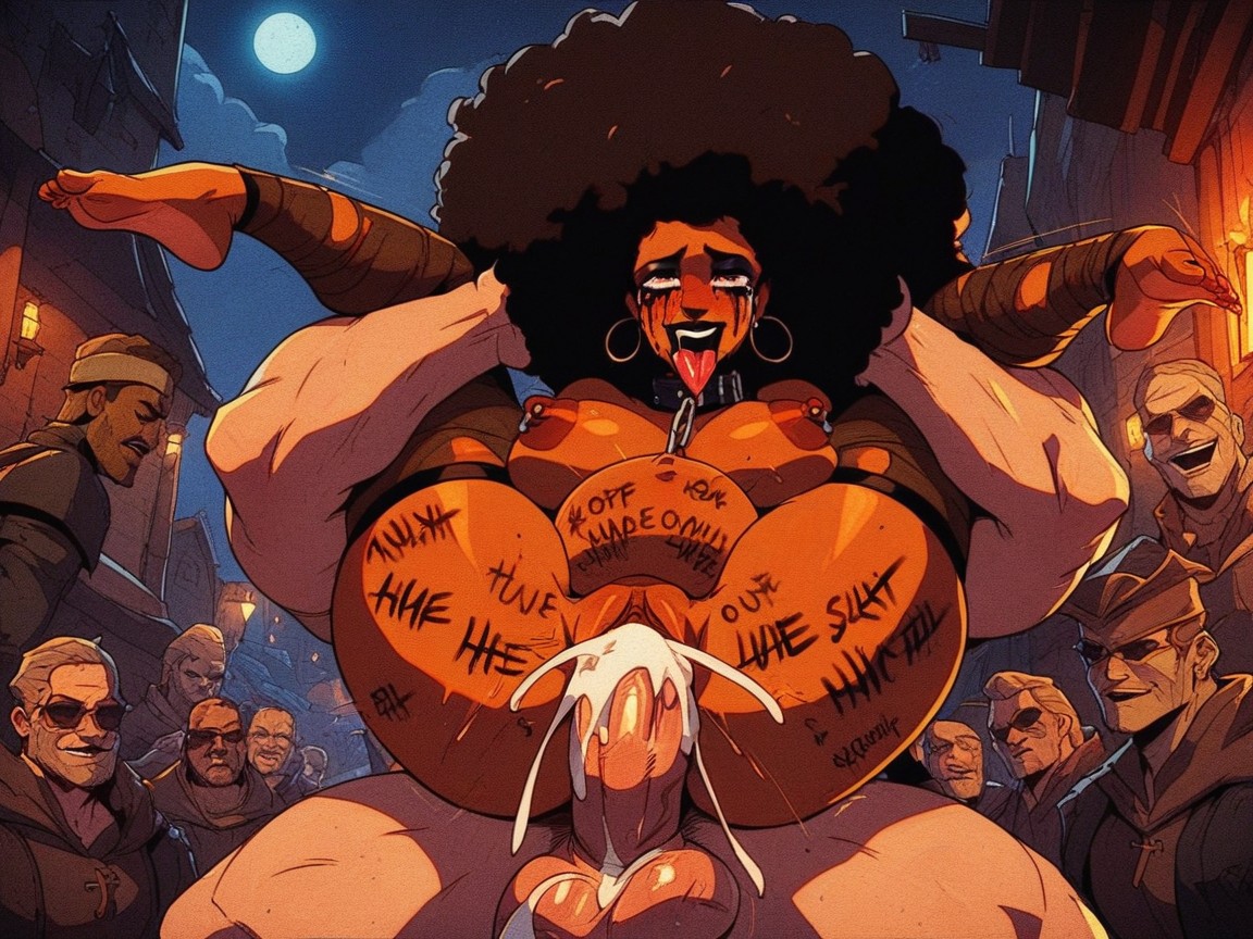 Massive Huge Nuts, Body Writing, Black Lipstick Marks On Balls AI Porn